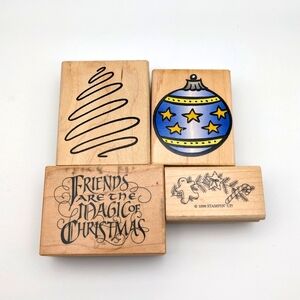 🎨STAMPS BOGO 50% OFF🎨 Set of 4 Christmas/Holiday Rubber Stamps Scrapbook Cards